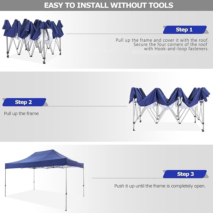 COBIZI 10x15 Pop Up Canopy with 4 Sidewall,Heavy Duty Canopy UPF 50+ All Season Wind Waterproof Commercial Outdoor Wedding Party Tents for Parties Gazebo with Carry Bag (10 x 15 ft Dark Blue)