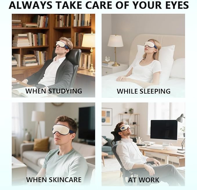 Eye Massager with Heat, Birthday Gifts for Women Men, Heated Eye Mask for Dry Eyes, Migraine Relief, Strain Relief, Improve Sleep, Gifts for Dad Mom Him Her