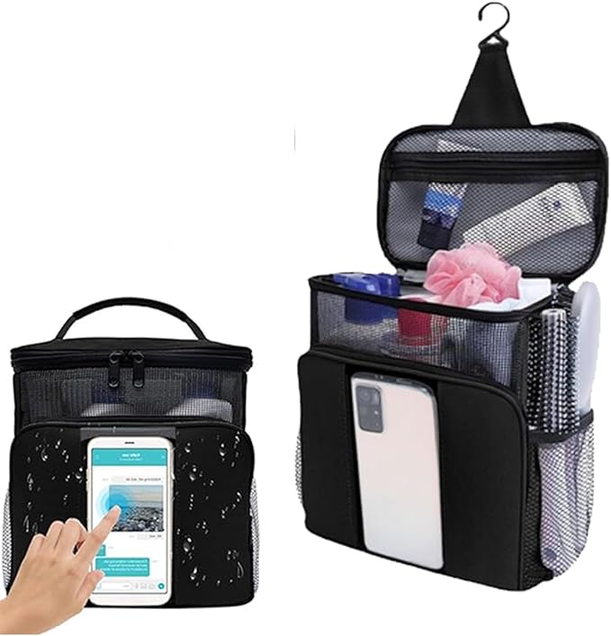 Quick Dry Mesh Shower Caddy Portable, Travel Toiletry Bag,Personal Essentials for Men Women Camping Beach&Dorm Room&travelling&Makeup Organizer,Medium, Black