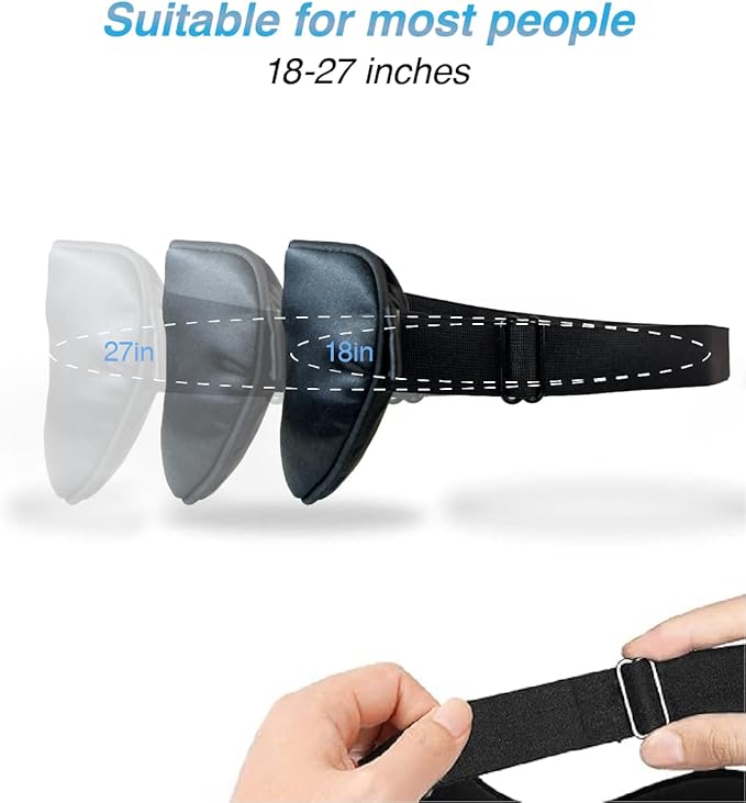 PROMEED Adjustable 23 Momme Mulberry Silk Sleep Mask, 3D Contoured No-Pressure Cup Eye Mask for Sleeping, Super Soft Breathable Blindfold, Perfect Blocks Light for Sleeping (Light Blue)