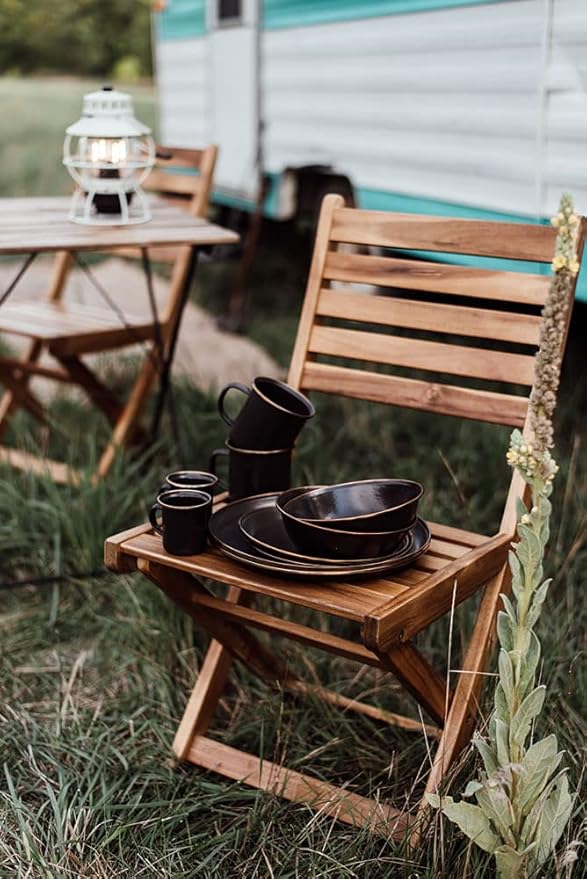 Barebones Enamel Bowl Set - Dish Set of 2 Bowls - Enamelware Set for Camping and Everyday Use (Charcoal)