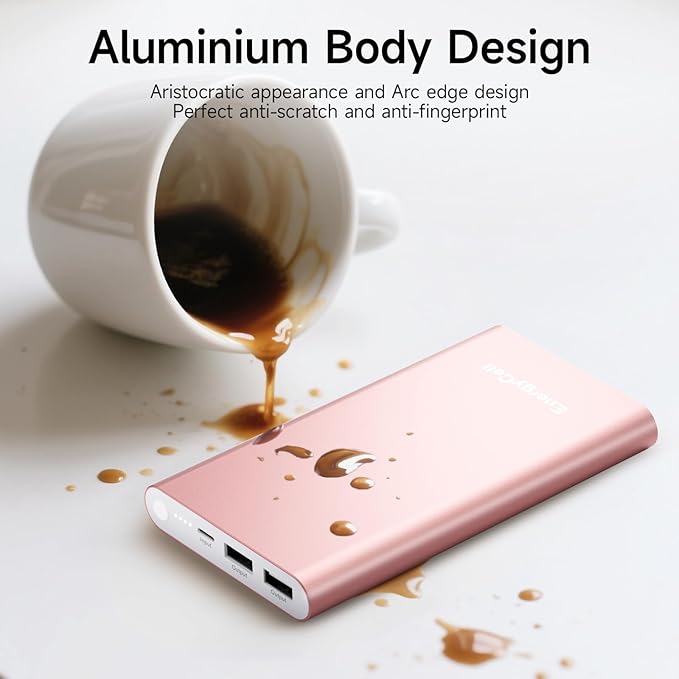 Pilot 4GS Portable Charger 12000mAh Fast Charging Power Bank Dual 3A High-Speed Output Battery Pack Compatible with iPhone 16 15 14 13 12 11 and More (Rose Gold)