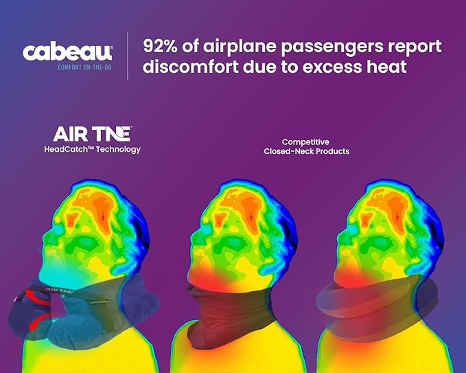 Cabeau Inflatable Travel Pillow – Air TNE – Adjustable, Lightweight, and Supportive for Sleeping on Airplanes, Trains, and Cars– Customized Fit and Compact Carrying Case (Midnight Black)