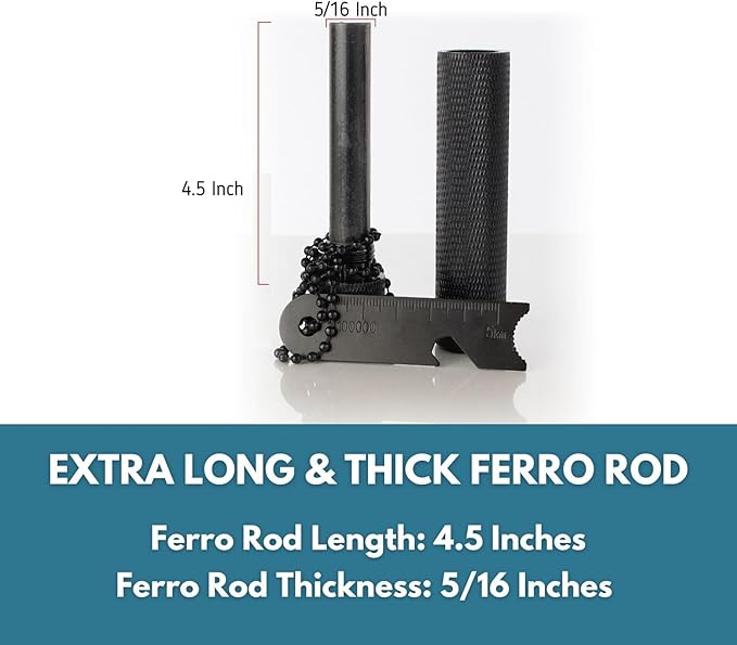 The Friendly Swede XL Ferro Rod Fire Starter Tool — Flint and Steel Fire Starter Survival Tool w/Large Ferro Rod; Weatherproof Firestarter for Camping & Hiking; Flint and Steel Kit w/Cylinder Case