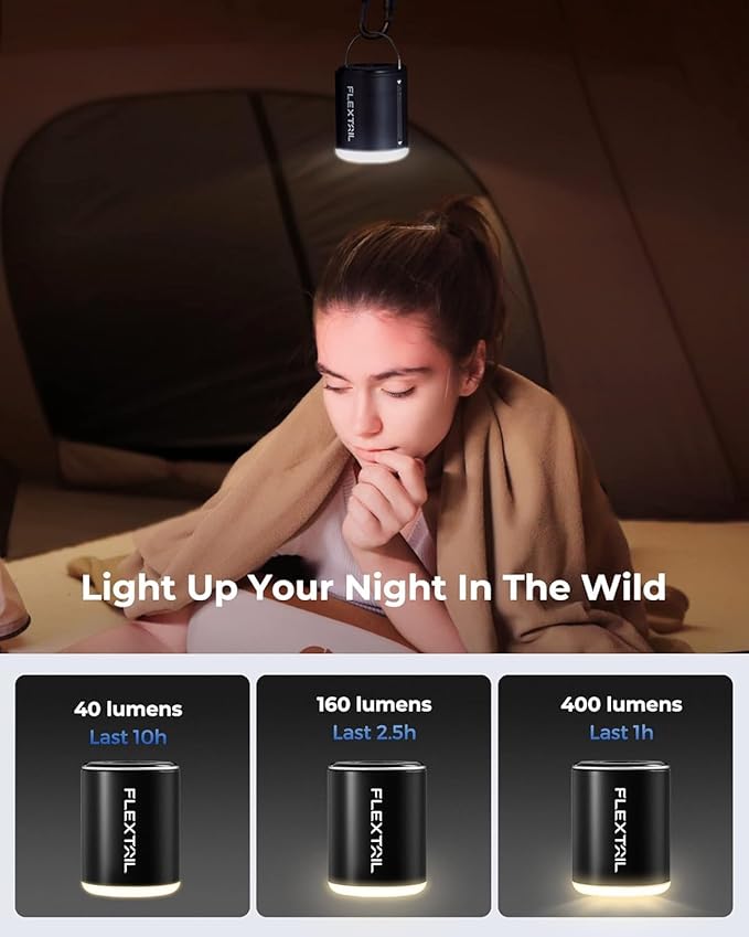 FLEXTAILGEAR Portable Air Pump with Camping Lantern Tiny Pump 2 / 2X 4kPa Air Pump for Inflatables Rechargeable Air Mattress Pump with Magnetic Design for Sleeping Pads, Pool Floats, Swimming Rings