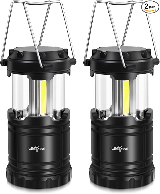 LED Camping Lantern, Battery Operated Lights, Adjustable Brightness for Camping, Emergencies, Power Outages, Outdoor Collapsible Lanterns, 2 Pack