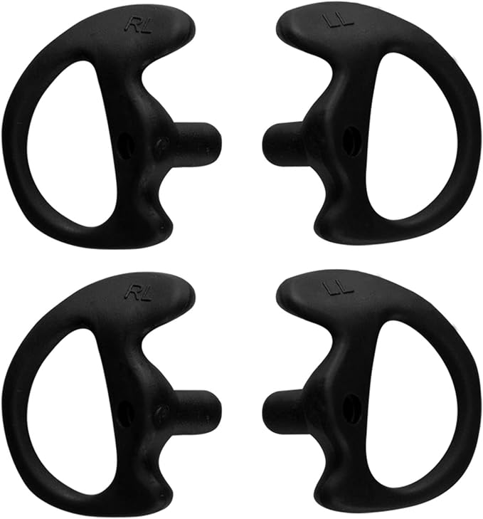 Universal Radio Replacement Earmold, Insert Soft Silicone Earmold Earbud Earplug for Two-Way Radio Coil Tube Audio Kits for Walkie Talkie Acoustic Earpiece Headset (Black, Medium, 2 Pair)