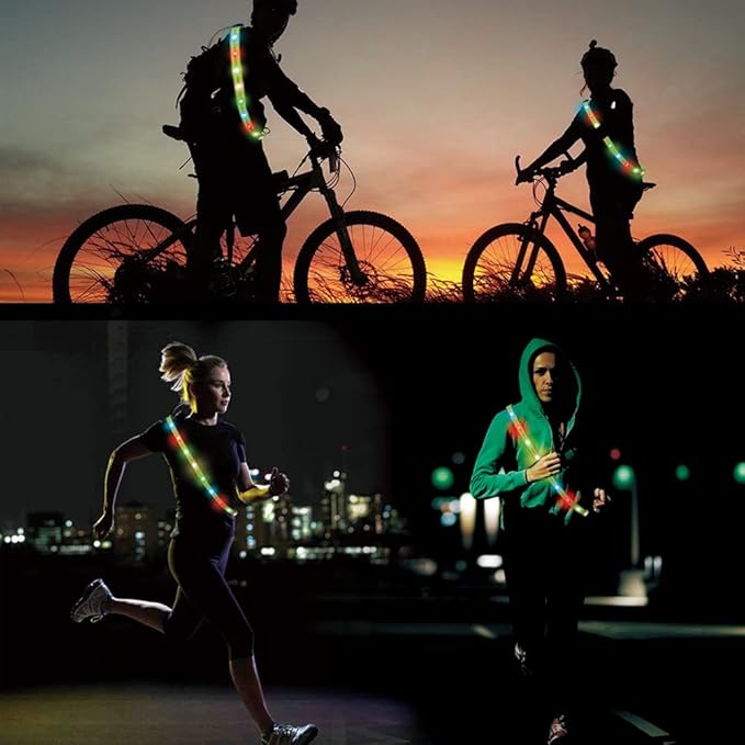 Running Lights for Runners Light Up Vest for Night Walking Neon Vest Shoulder Light Led Belt for Night Safety Wearable Led Lights Reflective Sash