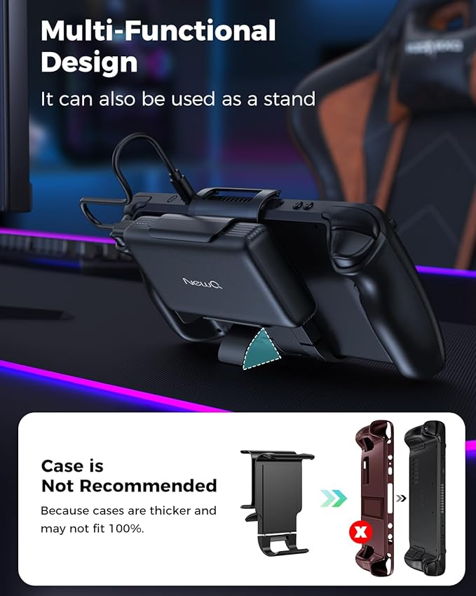 NEWQ 2-in-1 Steam Deck Battery Bank & Stand for Steam Deck/Steam Deck OLED, 20000mAh 65W PD3.0 Fast Charging Power Bank, Steam Deck Accessories, with Dual USB C Cables（Not Suitable for Case） NQ-SD-02
