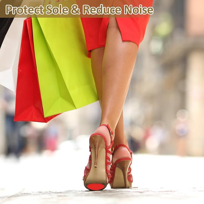 PEASUG 24Pcs Anti Slip Shoe Grips on Bottom of Shoes, Premium Self Adhesive Non Slip Shoe Pads Soles Protector, Rubber Non-Skid Shoes Gummies for Heels, Red