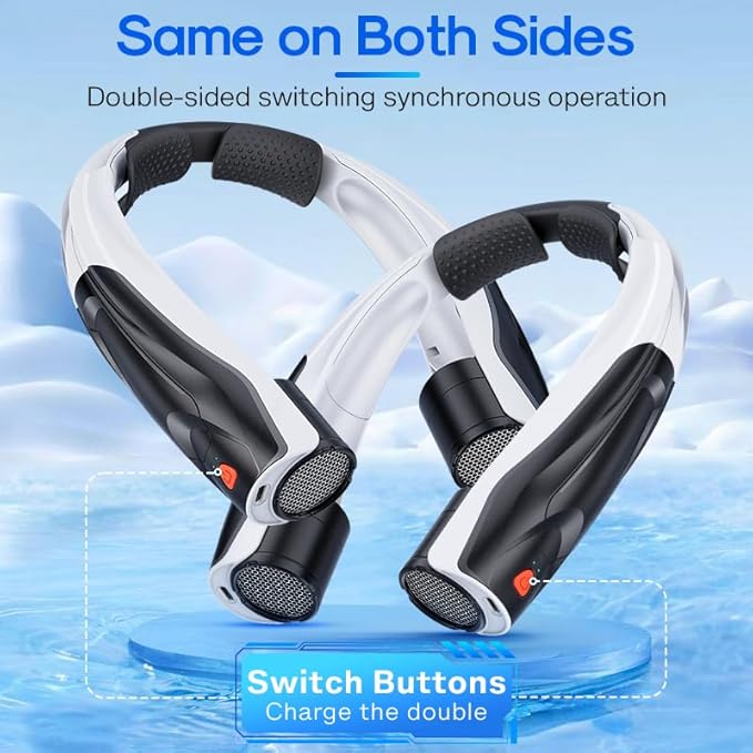 Portable Neck Fan Rechargeable: Free Hands Extra-long Battery Life 6000mAh Strong Air Volume Fast Cooling for Outdoor Enthusiasts - Travel Hiking Climbing (Black)