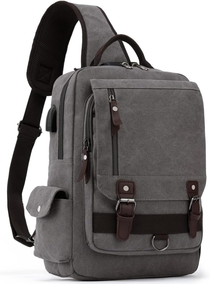 Leaper Retro Crossbody Bag Sling Bag Canvas Messenger Bag for Men Women Shoulder Bag Crossbody Handbags Satchel Travel Bag