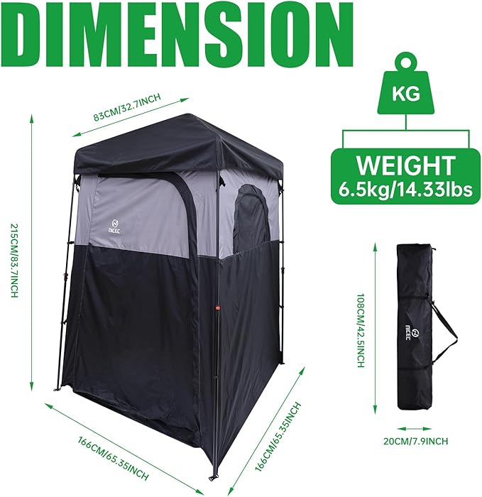 Nice C Camping Shower Tent, Instant Pop Up Privacy Changing Tent, Outdoor Shower Enclosure, Toilet Tents, Camping Bathroom, Oversize (Square – 1 Room)
