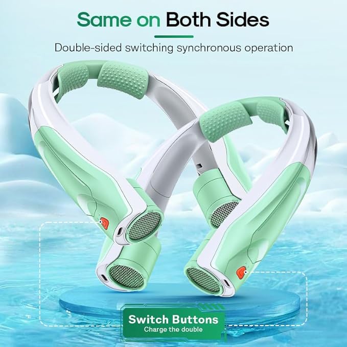 Hands-Free Portable Neck Fans - 6000mAh High Capacity Battery, USB Dual Port Fast Charging, Ultra-Quiet 6 Speeds Cooling Air, 360° Airflow for Outdoor, Indoor, Office, Travel - Green