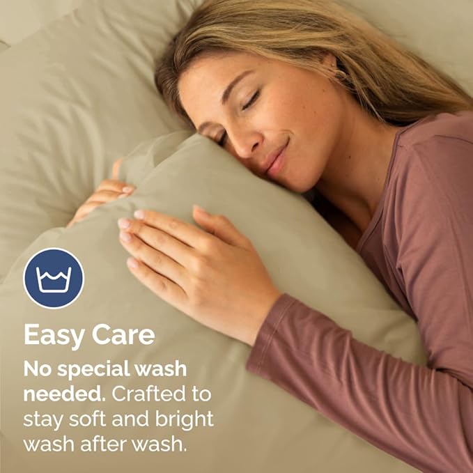 King Pillow Cases Set of 2 - Ultra Soft Hotel Quality Pillowcase Covers - Luxury Comfy Cozy Bedding for Women, Men, Kids & Teens - Machine Washable Pillow Protectors - 2 Pieces Set - King Size Beige