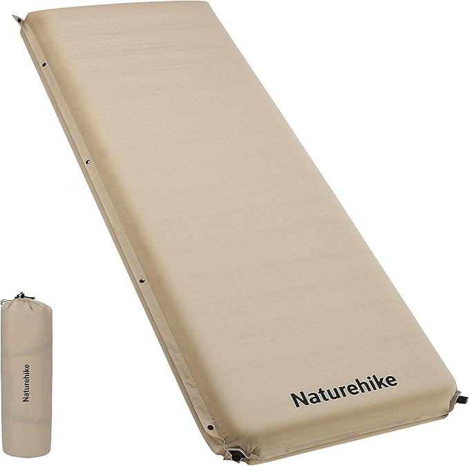Naturehike 4"/10cm Ultra Thick Foam Self Inflating Sleeping Pad, R9.5 Patchwork Sleeping Mats with 75D Fabric, 4 Seasons Air Mattress for Camping, Travel, Car, Tent, Cot, Hiking
