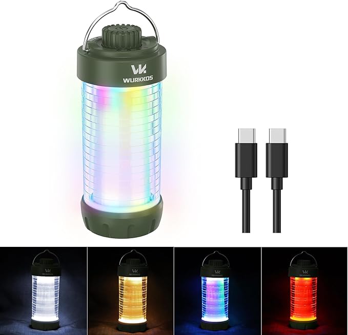 Wurkkos CL01 Camping Lantern Rechargeable, 550LM Waterproof Tent Light with Magnet Base, Up to 300H Runtime, Led Lantern with RGB light, Emergency Camp Light for Power Outages,Hurricane,Hiking,Camping