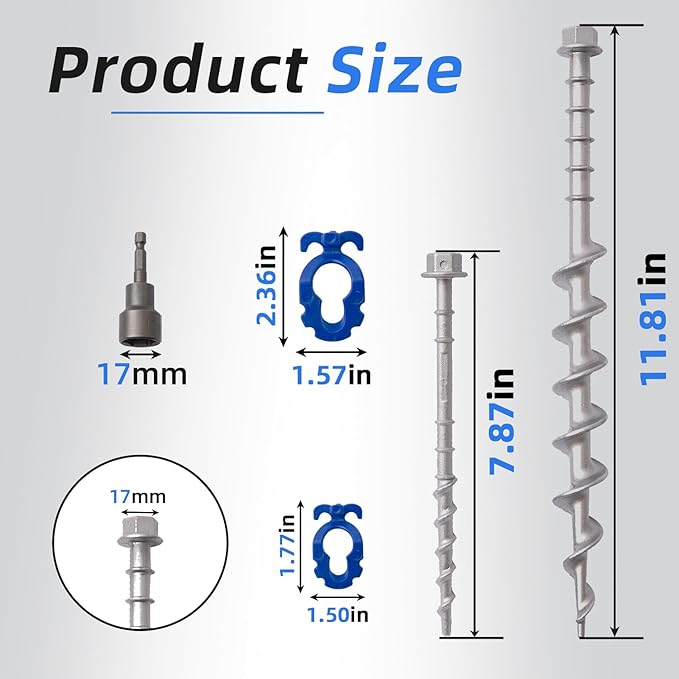 Homeon Wheels 16 Pcs Aluminum Ground Anchors, Non-Rust Cast Tent Stakes Heavy Duty Metal Tent Stakes Pegs for Securing Animals, Tents, Canopies, Sheds, Car Ports, Swing Sets Outdoors Beach