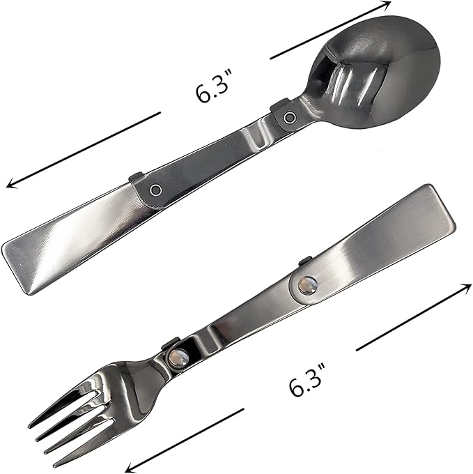 Acantha Foldable Fork and Spoon Set, Portable Folding Spoon and Fork Set with Two Plastic Storage Cases for Travel Camping Outdoors Picnic