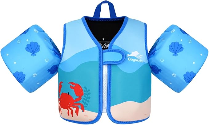 Gogokids Toddler Swim Vest, Kids Floaties for 20-50 lbs Girls & Boys, Buoyancy Jacket Swimming Aid with Water Wings for 2-6 Years, Pool/Beach