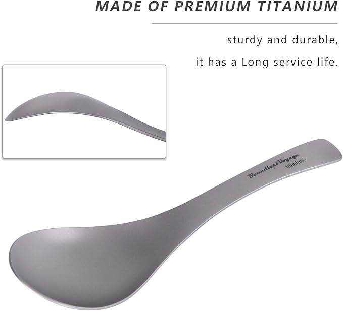 Boundless Voyage Titanium Spoon for Camping Travel Home with Carry Bag Outdoor Tableware Camping Flatware Cooking Utensils Ti15171B