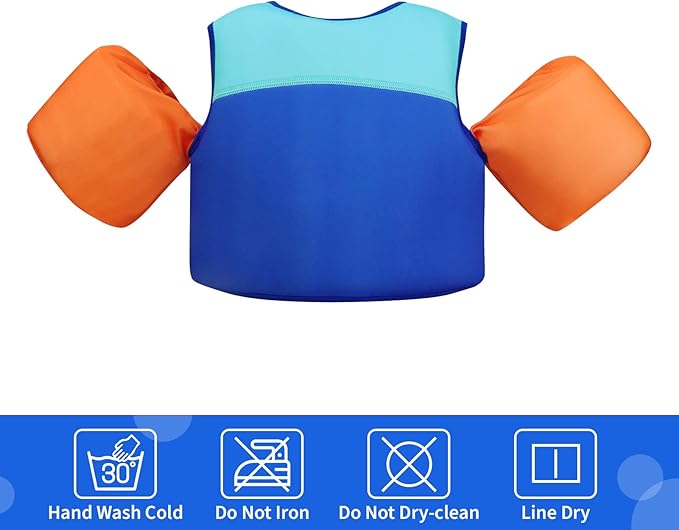 Gogokids Toddler Swim Vest, Kids Floaties for 20-50 lbs Girls & Boys, Buoyancy Jacket Swimming Aid with Water Wings for 2-6 Years, Pool/Beach