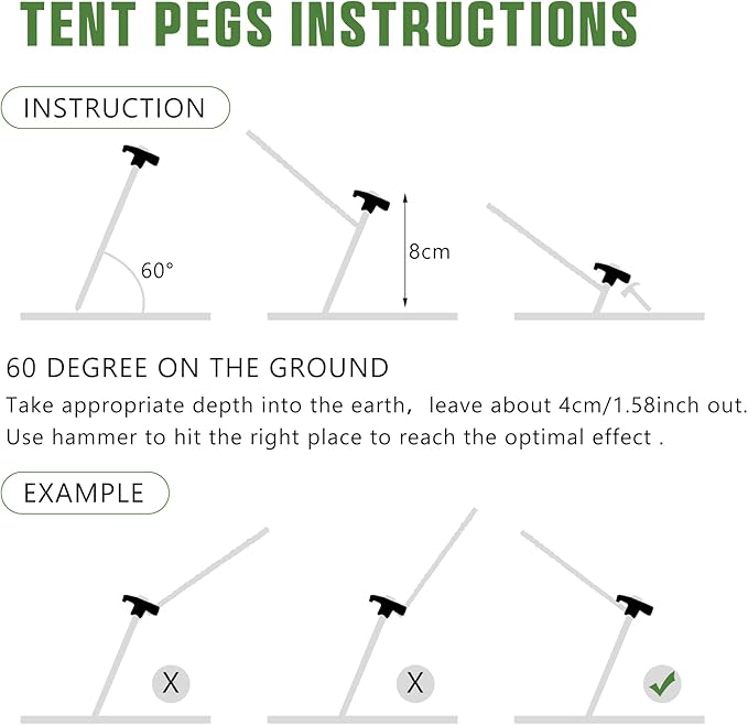 Shimeyao 10" Tent Stakes Camping Heavy Duty Stakes Bulk Metal Ground Pegs Camping Spikes Galvanized for Outdoor Pitching Canopy