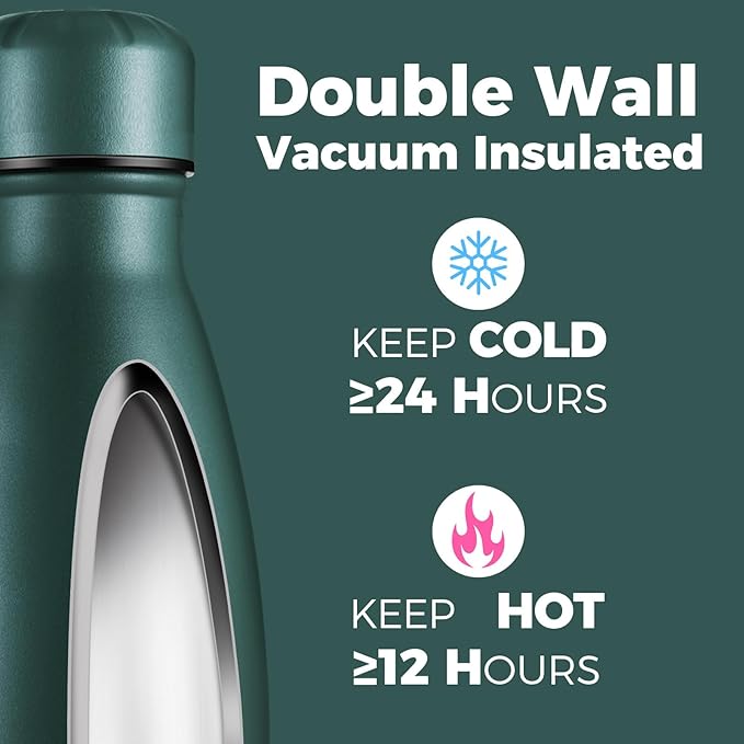 Volhoply 25oz Insulated Water Bottle 1/2/4 Pack, Double Wall Stainless Steel Vacuum Bottles, Keeps Cold & Hot, BPA Free Leak Proof Bottles (Army Green,1 Pack)