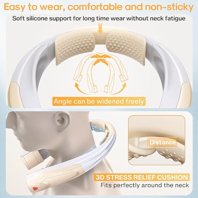 Hands-Free Portable Neck Fans - 6000mAh High Capacity Battery, USB Dual Port Fast Charging, Ultra-Quiet 6 Speeds Cooling Air, 360° Airflow for Outdoor, Indoor, Office, Travel - Beige