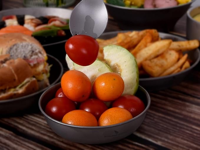 iBasingo Titanium Pan Dish Plate with Carry Mesh Bag Ultralight for Outdoor Camping Tableware Cookware Mess Kit A-Ti1101T