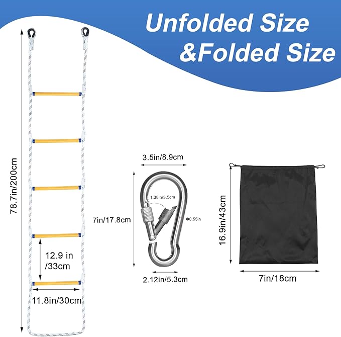 Heavy Duty 5-Step Boat Rope Ladder – 400lbs Capacity, Extra-Long Design for Easy Boarding. Ideal for Inflatable Boats, Fishing Boats, Kayaks, motorboats, and Canoes. Perfect for Safe Marine use.