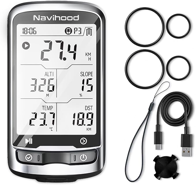 L4 Entry Level GPS Bike Computer Wireless, Laminated 2.3" Screen, Ultra Thin and Lightweight Bike Speedometer, IPX7 Waterproof, Bluetooth ANT+ Cycling Computer