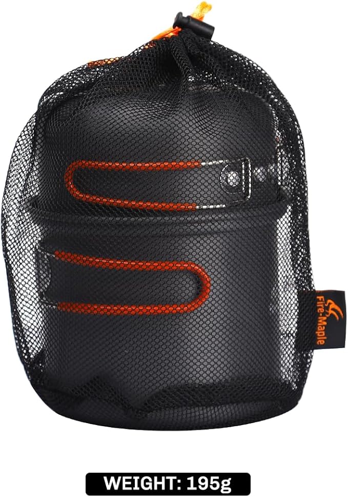 Fire-Maple FMC-207 Compact Cooking Set - 600ml Aluminum Pot with Lid, 2100W Mini Gas Stove & Windshield, Ultra-Light (348g) for Backpacking and Camping