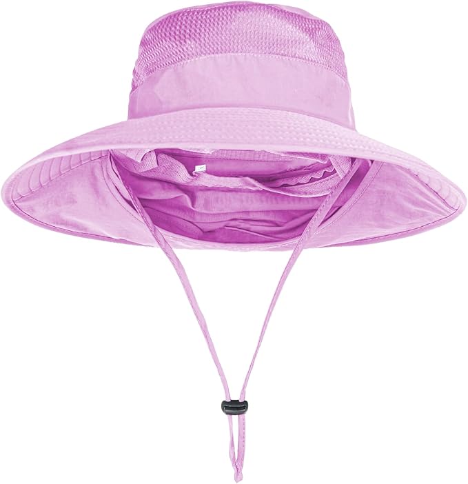 Sun Hats for Men Women Fishing Hat UPF 50+ Breathable Wide Brim Bucket Hats Summer UV Protection Safari Hat with Neck Flap