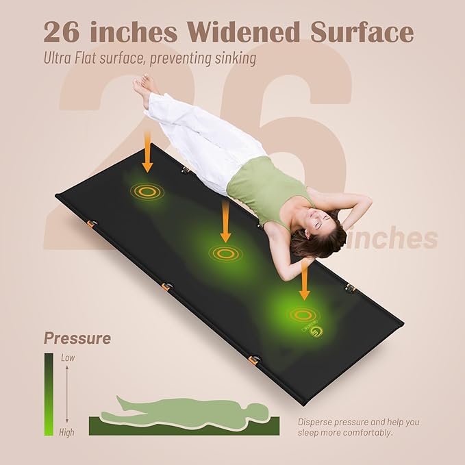 G2 Foldable Camping Cot, Durable Travel Tent Cot, Ultralight for Backpacking, Summer Hiking, Mountaineering, Max Loading Capacity 264lb, Easy to use for Woman & Man, Comes with Storage Bag