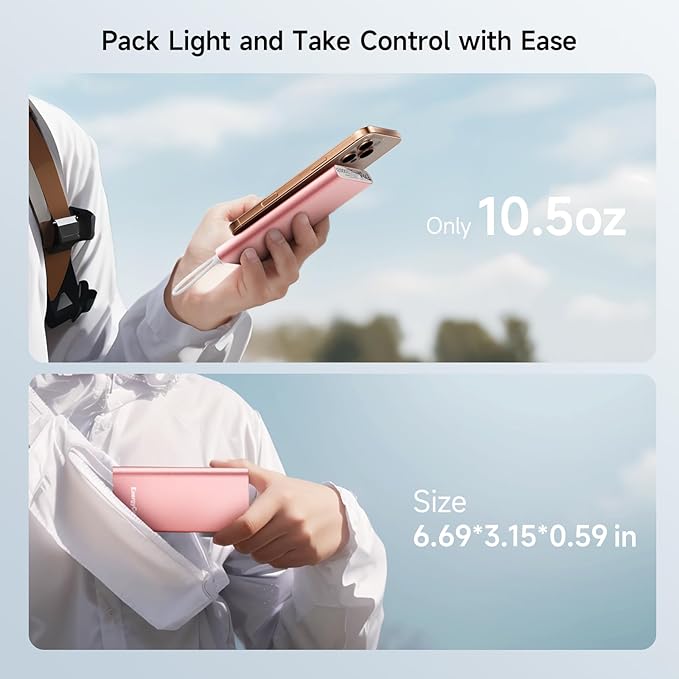 Pilot 4GS Portable Charger 12000mAh Fast Charging Power Bank Dual 3A High-Speed Output Battery Pack Compatible with iPhone 16 15 14 13 12 11 and More (Rose Gold)