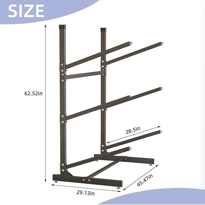 Kayak Storage Rack, Heavy-Duty Metal Kayak Storage Rack Adjustable Freestanding Kayak Stand, Canoe and Paddleboard Kayak Rack for Indoor & Outdoor Use