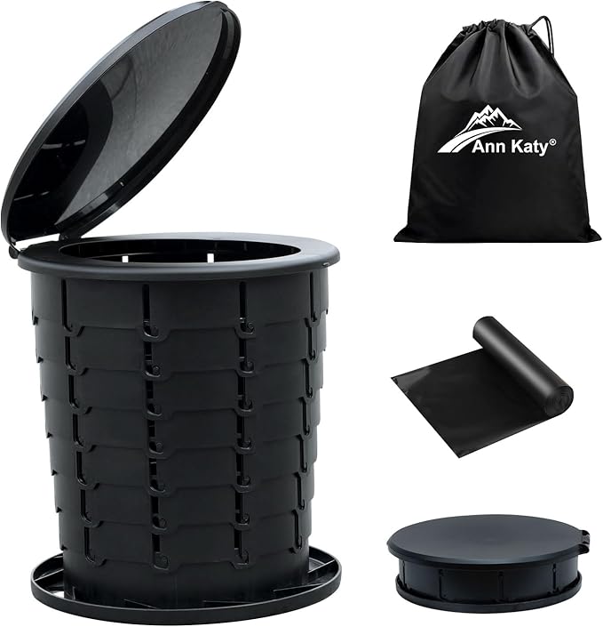 Upgrade XL Retractable Portable Toilet for Adults, Extra Large Portable Travel Floding Toilet, Camping Tall Toilets with Lid for Adults and Kids Compact Potty for Car,Hiking,Beach