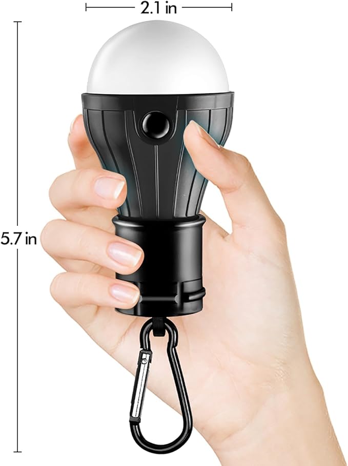 Portable LED Tent Lamp Emergency Lights with Hook, Hurricane Bulb Lantern Equipment for Camping, Hiking, Backpacking, Fishing Outage, Multicolor, 4 Pack