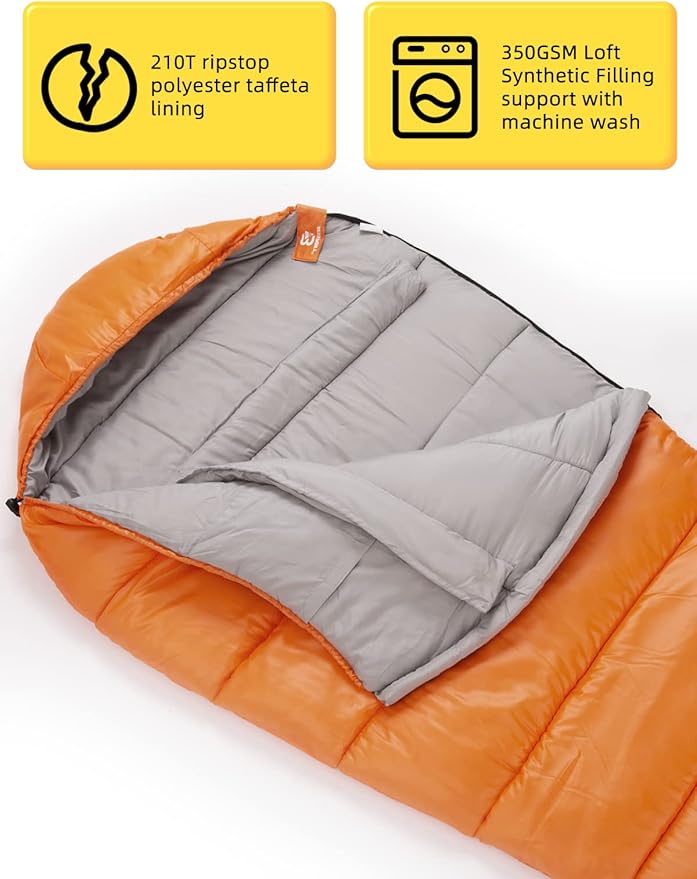 Bessport Mummy Sleeping Bag | 15-45 ℉ Extreme 3-4 Season Sleeping Bag for Adults Cold Weather– Warm and Washable, for Hiking Traveling & Outdoor Activities