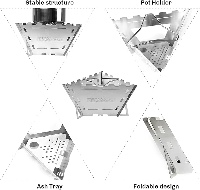 Fire Maple Maverick Wood Stove | Portable Durable Stainless Steel Campfire Stove | Ideal for Camping Backpacking Hiking Trips (Triangle Version)