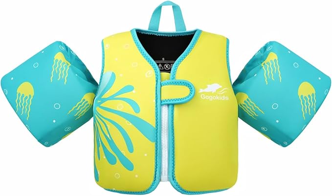 Gogokids Toddler Swim Vest, Kids Floaties for 20-50 lbs Girls & Boys, Buoyancy Jacket Swimming Aid with Water Wings for 2-6 Years, Pool/Beach