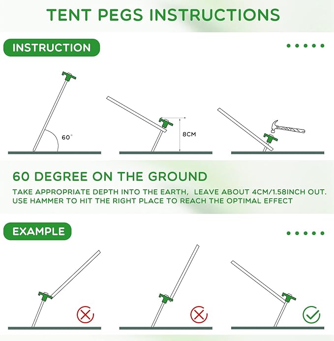 Shimeyao 10" Tent Stakes Camping Heavy Duty Stakes Bulk Metal Ground Pegs Camping Spikes Galvanized for Outdoor Pitching Canopy