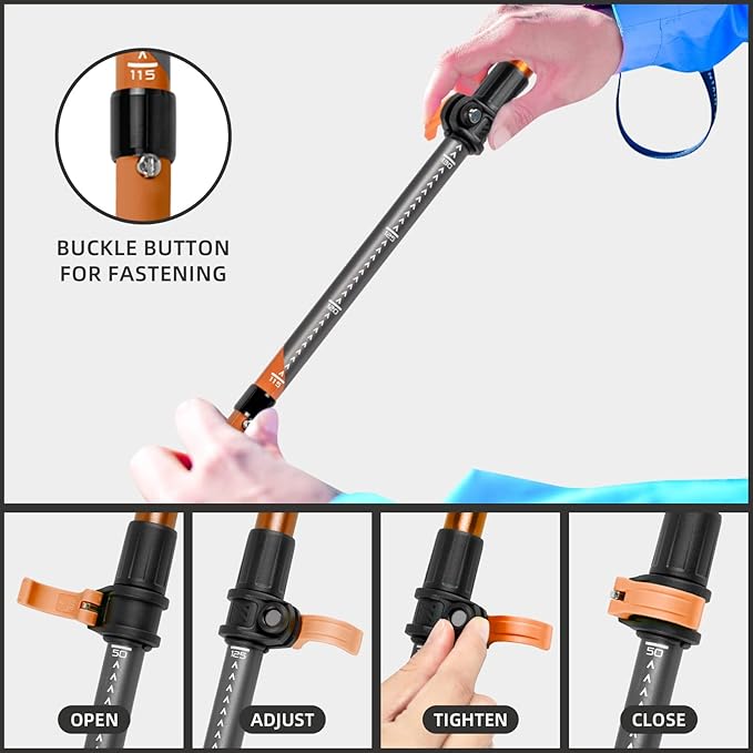 Trekking Poles, Collapsible Hiking Poles,Lightweight and Compact Walking Sticks with Adjustable Height for Men and Women