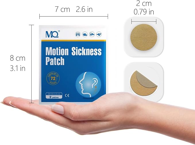 MQ 84ct Motion Sickness Patches Non Drowsy, Sea Sickness Patches for Cruise Travel Essentials, Waterproof Patch Behind Ear for Car Airplane Altitude Sickness, Long Last 72H