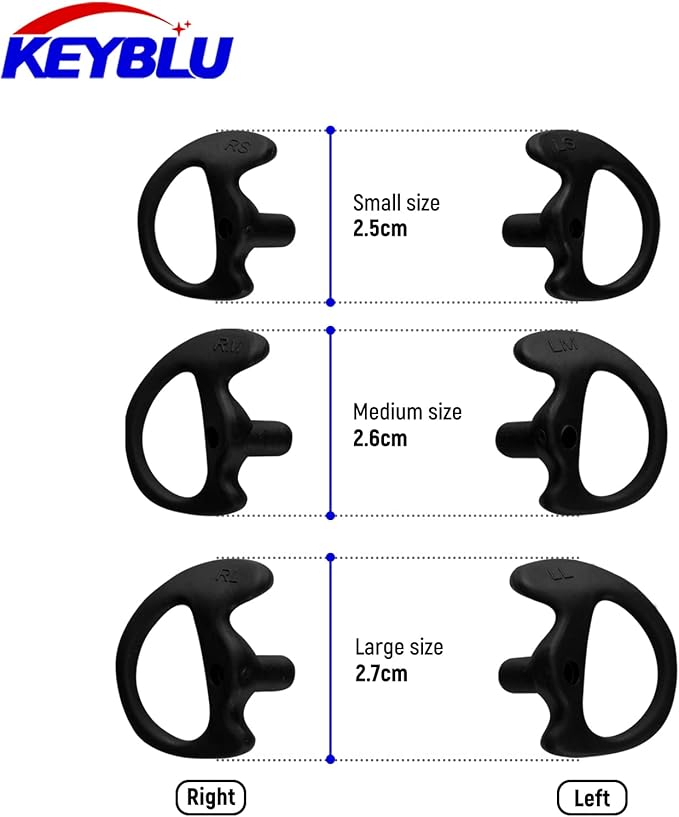 Universal Radio Replacement Earmold, Insert Soft Silicone Earmold Earbud Earplug for Two-Way Radio Coil Tube Audio Kits for Walkie Talkie Acoustic Earpiece Headset (Black, Medium, 2 Pair)