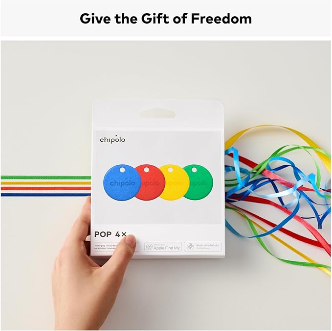 Chipolo POP Tracker Tag - Colorful, Compatible, Loud Bluetooth Tracker with Call Your Phone & Out of Range Alert, Works with Apple Find My or Google's Find My Device - 6 Pack