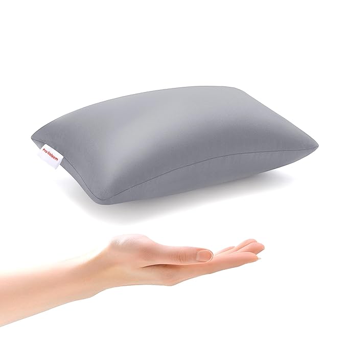 Pro Goleem Small Pillow 11’’x6’’x2.5’’ for Baby Sleeping with Name Tag Mini Tiny Pillow for Room Couch Sofa Chair and Outdoor Car Air Nap Neck Lumbar Knee Rest Pillows, Gray