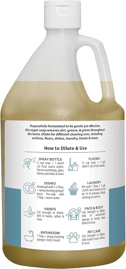HARRIS Multi-Purpose Pure Castile Soap, Made with Olive, Coconut, and Pine Tree Oil, Uses for Cleaning Face, Body, Hand, Hair, Home, Dishes, and Laundry