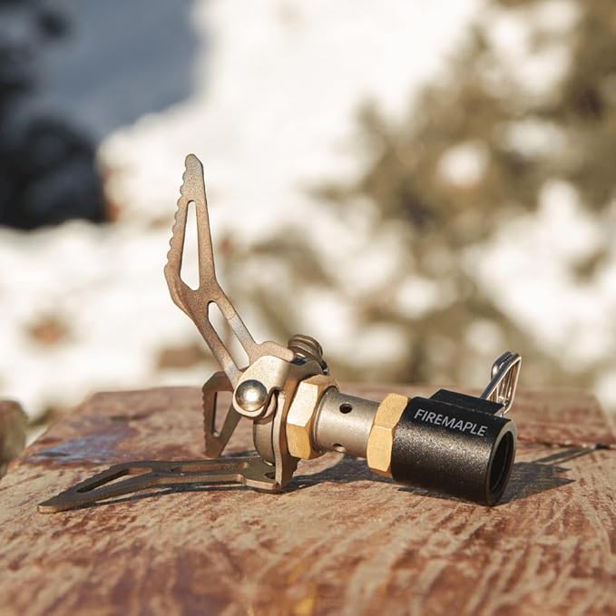 Fire-Maple FMS-300T Ultralight Titanium Backpacking Camping Gas Stove | 2600W Pocket Backpacking Cooking Folding Burner | Outdoor Trekking Hiking Fishing (Black)